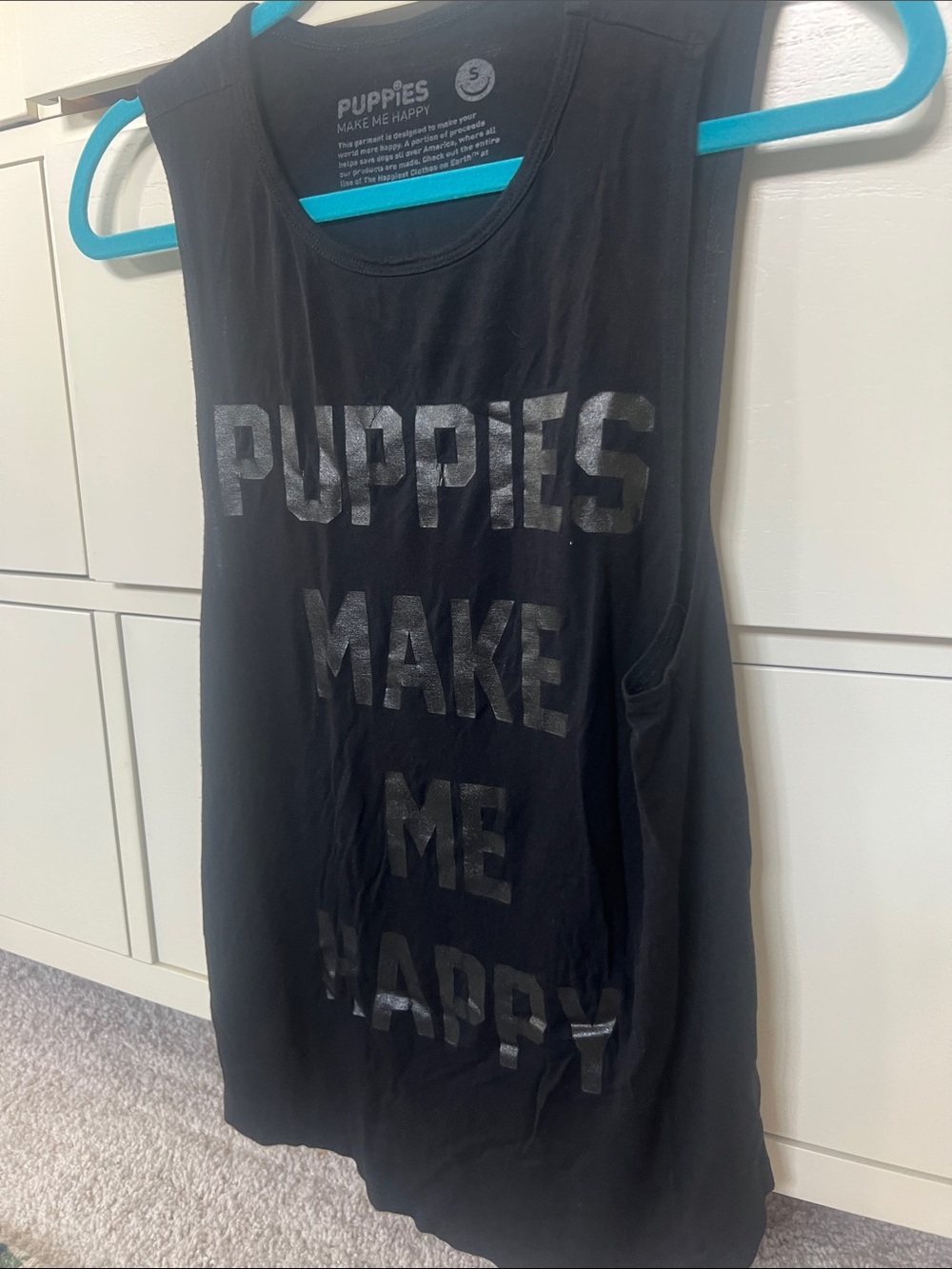 Puppies Make Me Happy black tank top small
